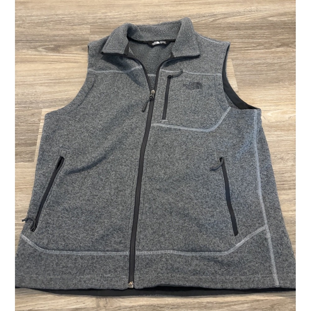 The North Face Men's Gordon Lyons Fleece Vest Full Zip Grey Zip Pockets Large